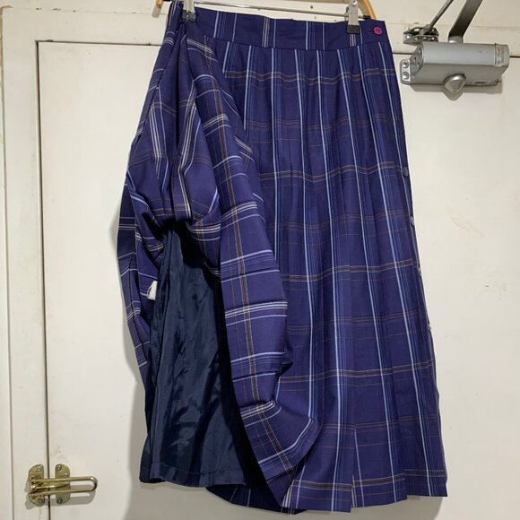 VINTAGE LAUREL MAXI WOOL PLAID PLEATED SKIRTS SIZE 28 - Picture 1 of 9